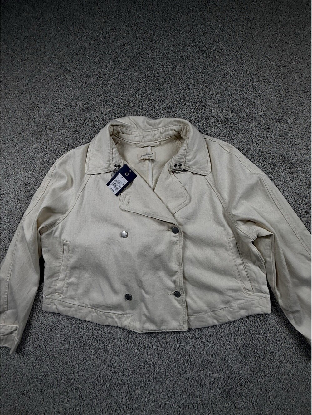 NWT Women Denim Cropped Trench Jacket - Universal Thread Off-White 2X